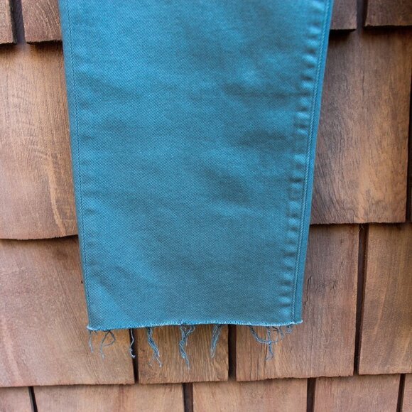 Express Super High Waisted Green Raw Hem Slim Jeans‎ NWT 18 Long Plus Size - Picture 4 of 7